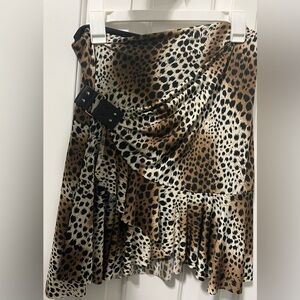Leopard Print Women's Skirt with Belt